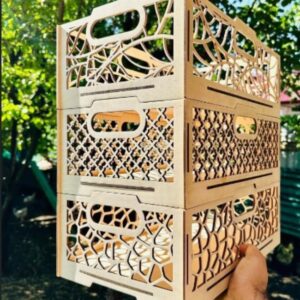 Kit 3 Caixas Organizadoras com Detalhes Vazados em MDF - 5,5x10x16,5cm 3mm