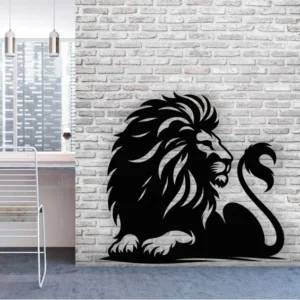 Decoração de Parede Leão - MDF Cor Preta 29x19cm 3mm