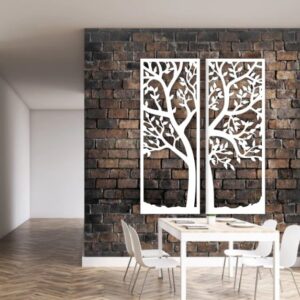 Decoração de Parede Árvore - MDF Cor Branco 30x60cm 3mm