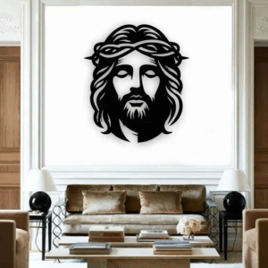 Rosto de Jesus Cristo decoração de parede - MDF Cor Preta 40x50cm 3mm