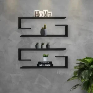 Suporte/ Prateleira Decorativo de Parede - MDF Cor Preta 60x20x15cm